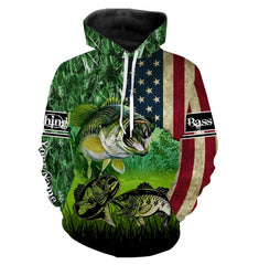 Max Corners Largemouth bass fishing jerseys American flag Customize name 3D Hoodie