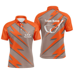 Max Corner Mens golf polo shirt orange lightning custom name and team name golf shirt