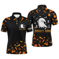 Max Corner Funny black orange Halloween background mens golf polo shirts custom Bogey Boo mens golf tops