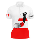 Max Corner Canadian flag Mens golf polo shirts custom name patriotic white golf shirt