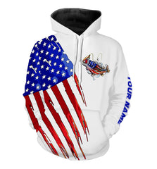 Max Corners Bass Fishing American flag patriotic fishing Customize name 3D Hoodie
