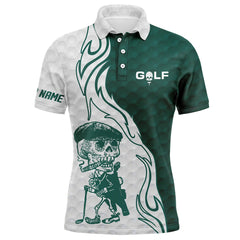 Max Corner Green and white Mens golf polo shirt custom name golf skull shirts