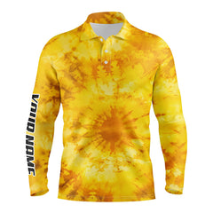 Max Corner Mens golf polo shirts with yellow tie dye pattern custom pattern golf shirt for men