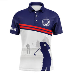 Max Corner Mens golf polo shirts custom blue and white golf shirts