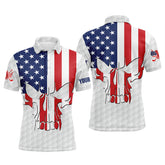 Max Corner Mens golf polo shirts American flag patriotic custom skull golf ball shirt for men, best men golf wear