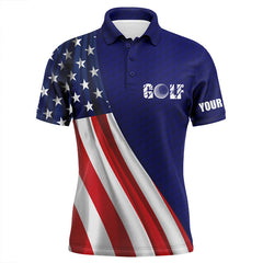 Max Corner American flag blue navy golf ball skin Mens golf polo shirts custom name patriotic golf tops for mens