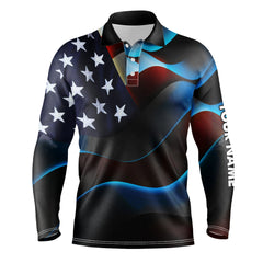 Max Corner Mens golf polo shirts custom name black American flag patriotic golf shirts for mens golfing gifts