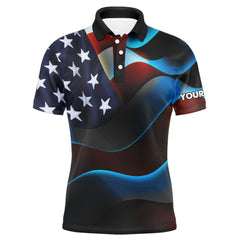 Max Corner Mens golf polo shirts custom name black American flag patriotic golf shirts for mens golfing gifts