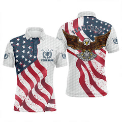 Max Corner Eagle American flag Mens golf polo shirts custom white team patriotic golf shirts for mens golfers