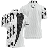 Max Corner Mens golf polo shirt custom black argyle pattern golf skull white team golf shirts