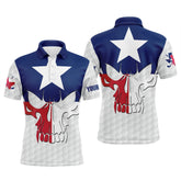 Max Corner Mens golf polo shirts Texas flag patriotic custom skull golf ball shirts for men