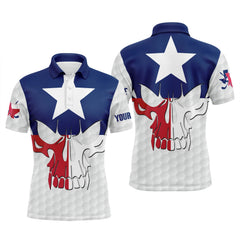 Max Corner Mens golf polo shirts Texas flag patriotic custom skull golf ball shirts for men