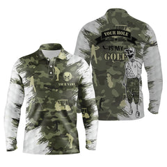 Max Corner Funny skull green camo golf polo shirts for men custom name your hole is my goal mens polos shirt
