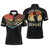 Max Corner Vintage American flag Mens golf polos shirts custom name swing swear repeat