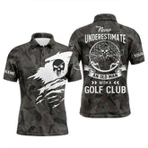 Max Corner Golf skull camo Mens golf polos shirts custom never underestimate an old man with a golf club