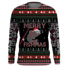 Max Corner Ugly Fishing Christmas Walleye Merry Fishmas Custom Christmas long sleeve Fishing Shirts Personalized Christmas Fishing gifts