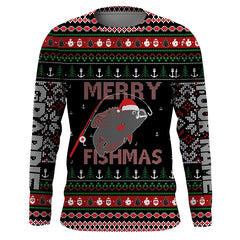 Max Corner Ugly Fishing Christmas Crappie Merry Fishmas Custom Christmas long sleeve Fishing Shirts Personalized Christmas Fishing gifts
