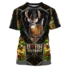 Max Corner "Born to Hunt" Whitetail Deer Hunting Camo Custom Name 3D All over Print Shirts Gift For Hunter