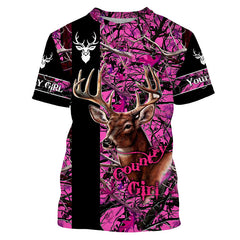 Max Corner Country girl Deer hunting Pink camo custom Name 3D All over print Shirts Gift For Hunter