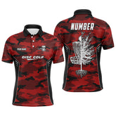 Max Corner Camo Pattern Mens Golf Polo Shirts, Custom Red Camo Golf Shirt Disc Golf Shirts For Mens, Golf Gifts