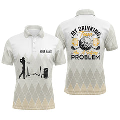 Max Corner Argyle Pattern Mens Golf Polo Shirt, Personalized Heartbeat Beer Golf Shirts For Men