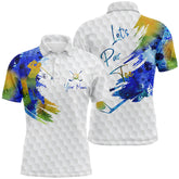 Max Corner Lets Par Tee Colorful Water Color Mens Golf Tops, Personalized Golf Shirts For Men