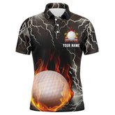 Max Corner Customized Thunder Fire Flame Mens Golf Polo Shirts Lightning Golf Shirts For Men