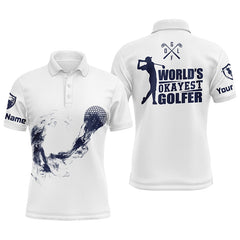 Max Corner Navy And White Mens Golf Polo Shirts, Personalized Golf Shirts For Men, Cool Golf Gifts