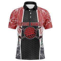 Max Corner Customized Lightning Mens Golf Polo Shirts, Red And Black Golf Shirts For Men, Golf Gifts