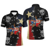 Max Corner Texas Flag Mens Golf Polo Shirts, Custom Golf Shirt With Skulls Golf Shirts For Men