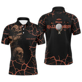 Max Corner Mens Orange Happy Halloween Skull Golf Polo Shirts Spooky Halloween Golf Gift Idea For Men