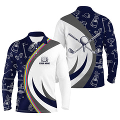 Max Corner Golf Equipment Mens Golf Polo Shirts, Navy Custom Name Golf Shirts For Men