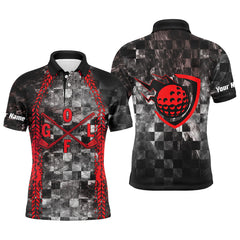 Max Corner Golf Red Mens Polo Shirt Custom Checker Pattern Racing Polos For Mens