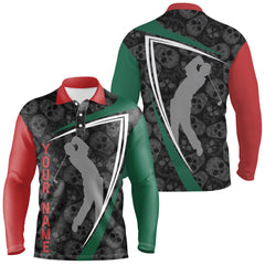 Max Corner Skull Golf Mens Polo Shirts Customized Skull Pattern Golf Shirts For Men, Cool Golf Gifts