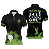 Max Corner Grunge Graphic Mens Golf Polo Shirt, Green Wet Paint Black Golf Shirts For Men, Best Golf Gifts