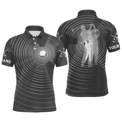 Max Corner 3D Effect Golf Ball And Golfer All Over Print Mens Customized Name Polo Shirts, Best Golf Shirts For Men