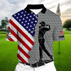 Max Corners Coolest US Golf Player Multicolor Personalized 3D Golf Polo Shirt