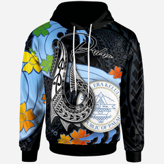 Maxcorners Personalized Palau Hoodie - Fish Hooks And Wave
