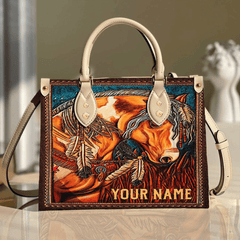 Maxcorners Customized Name Horse Printed Leather T10 Handbag