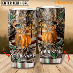 Maxcorners Premium Loralle Cracked Deer Hunting Personalized Name Tumbler Multicolor