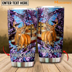 Maxcorners Premium Loralle Cracked Deer Hunting Personalized Name Tumbler Multicolor