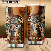Maxcorners Premium Florapunk Black Camo Deer Hunting Personalized Name Tumbler Multicolor