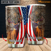 Maxcorners Premium Florapunk Flag Deer Hunting Personalized Name Tumbler Multicolor