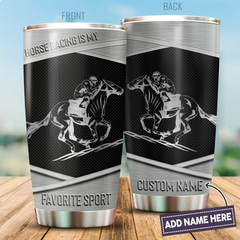 Maxcorners Custom Name Racing Horse Stainless Steel Tumbler