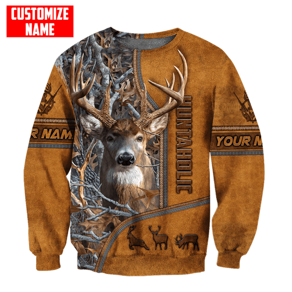 Maxcorners Huntaholic Personalized Name 3D Over Printed Hoodie