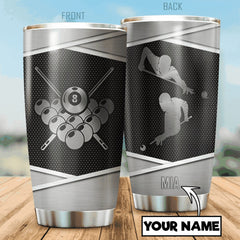 Maxcorners Billiards Silver Personalized Name Tumbler
