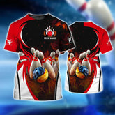 Maxcorners Water And Fire In Bowling Ball Personalized Name 3D Shirt