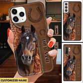 Horse Love Leather Pattern Personalized Phone Case - Samsung