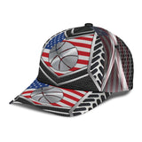 Maxcorners Basketball Sliver Grey USA Flag All Over Printed Cap