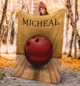 Maxcorners Vintage Bowling Ball Customized Name Blanket